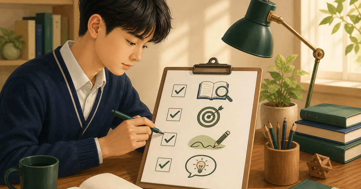 문제 읽기, 구하는 값 표시, 첫 식 작성, 개념 설명을 순서대로 확인하는 학습 준비 체크 카드
